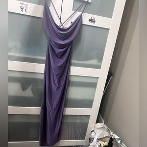 long purple dress with double slit, size large